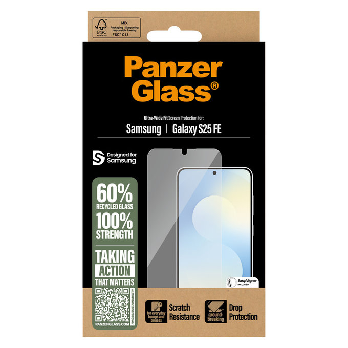Σκληρυμένο γυαλί UWF με εφαρμογέα για Samsung Galaxy S25 FE, Διάφανο, PanzerGlass