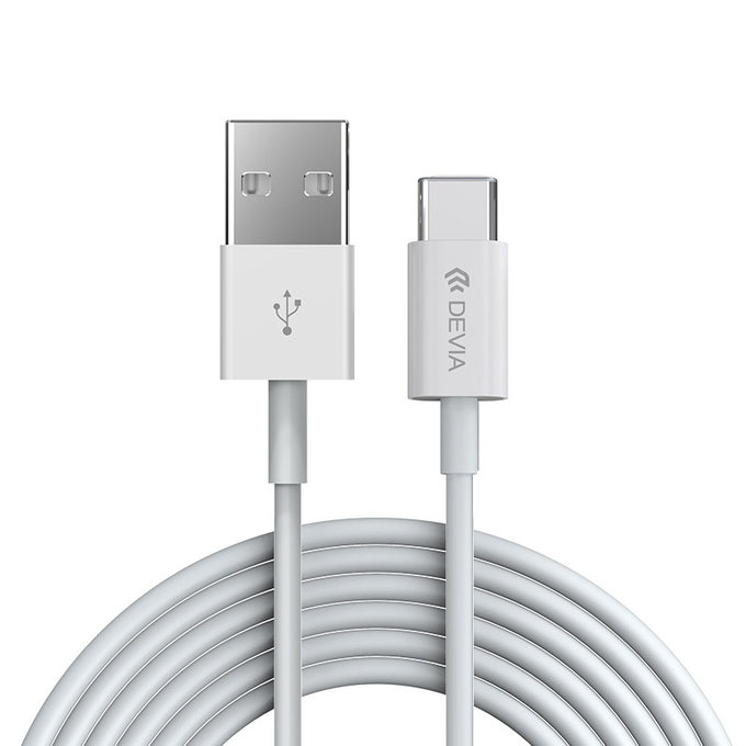 Καλώδιο USB / USB-C Smart, 2.1A, 2m, λευκό, Devia