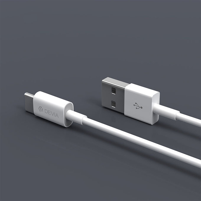 Καλώδιο USB / USB-C Smart, 2.1A, 2m, λευκό, Devia
