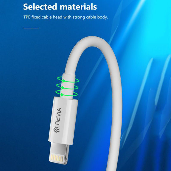 Καλώδιο Lightning / USB-C Smart, PD 27W, 2m, λευκό, Devia