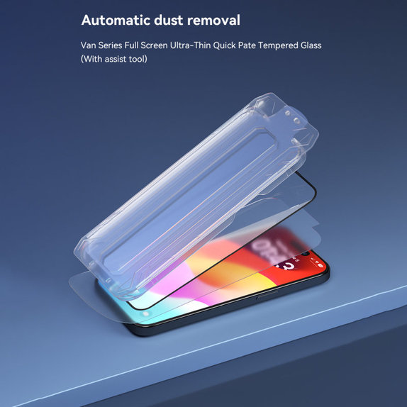 Tempered Glass FullCover με εφαρμοστή για iPhone 15 Pro, Devia