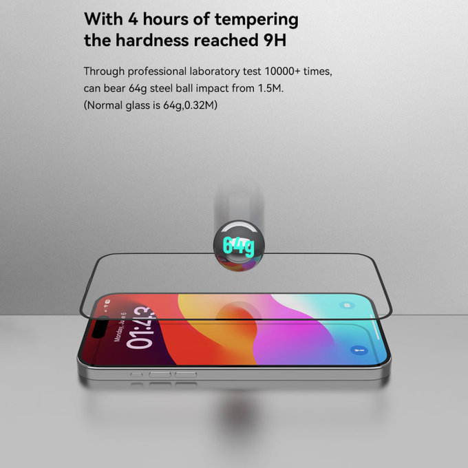 Tempered Glass FullCover με εφαρμοστή για iPhone 15 Pro Max, Devia