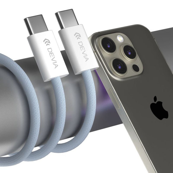 Καλώδιο USB-C / USB-C Smart, PD 60W, 1m, λευκό, Devia