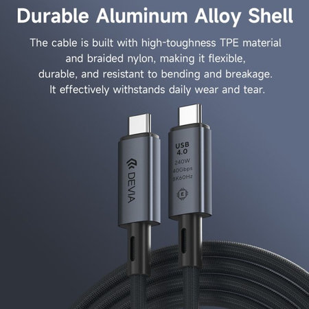 Καλώδιο USB-C / USB-C Extreme Speed, 240W, 8K 60Hz, 1m, μαύρο, Devia
