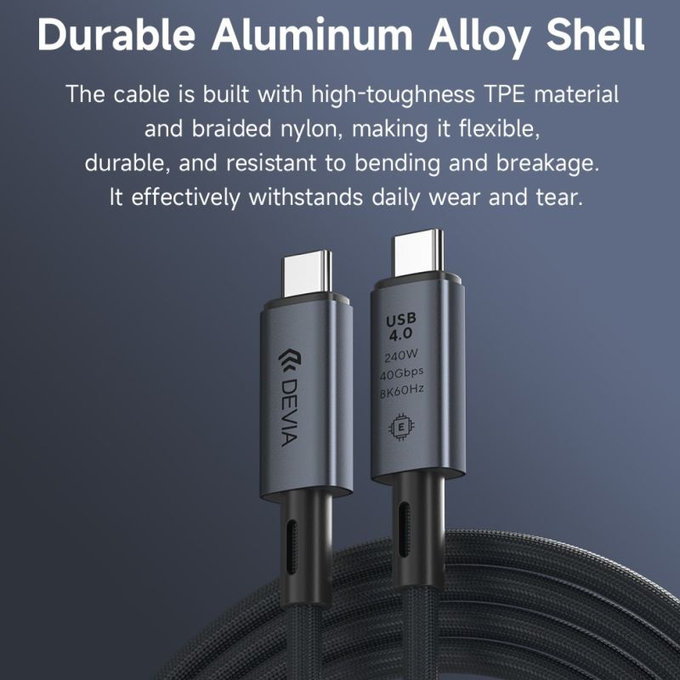 Καλώδιο USB-C / USB-C Extreme Speed, 240W, 8K 60Hz, 1m, μαύρο, Devia