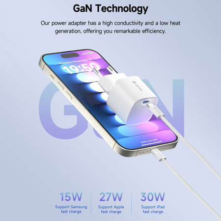 Φορτιστής Mini USB-C, PD 30W, λευκός, Devia