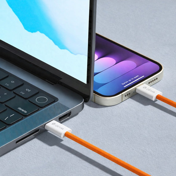Καλώδιο USB-C / USB-C Smart, PD 60W, 1m, πορτοκαλί, Devia