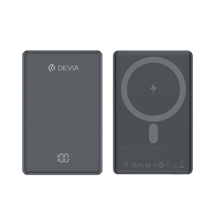 PowerBank MagSafe Extreme Speed Mini με οθόνη, PD 20W, 5000mAh, Space Grey, Devia