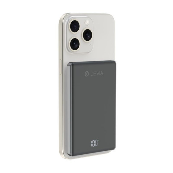 PowerBank MagSafe Extreme Speed Mini με οθόνη, PD 20W, 5000mAh, Space Grey, Devia