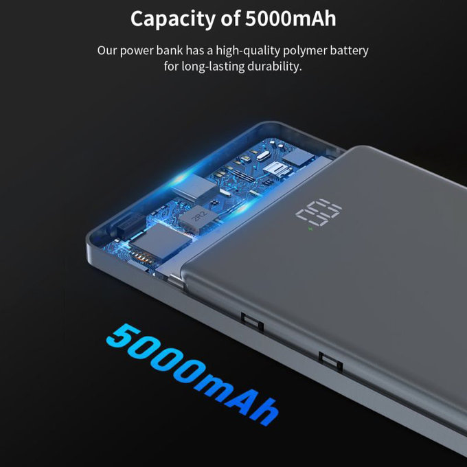 PowerBank MagSafe Extreme Speed Mini με οθόνη, PD 20W, 5000mAh, Space Grey, Devia