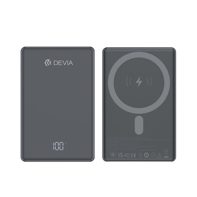 PowerBank MagSafe Extreme Speed Mini με οθόνη, PD 20W, 10000mAh, Space Grey, Devia