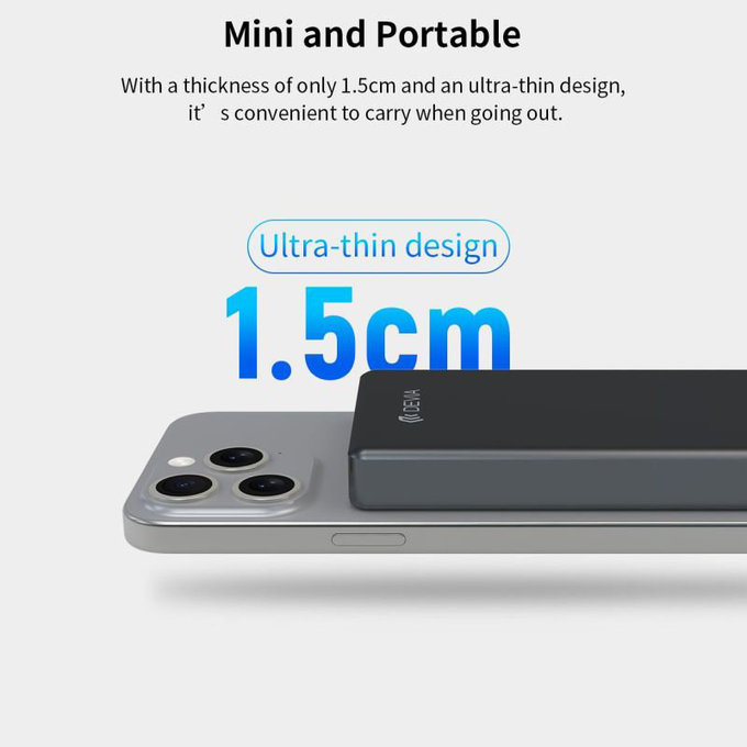 PowerBank MagSafe Extreme Speed Mini με οθόνη, PD 20W, 10000mAh, Space Grey, Devia