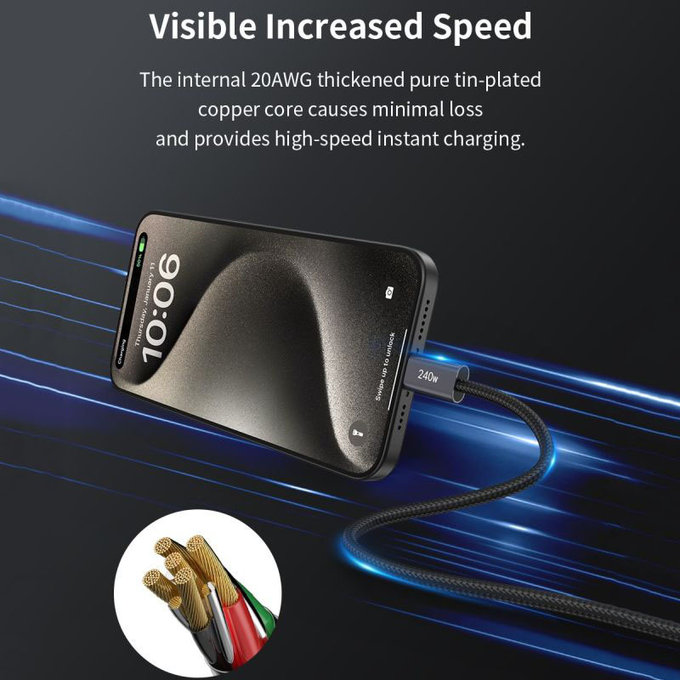 Καλώδιο USB-C / USB-C Extreme Speed, PD 240W, 2m, μαύρο, Devia