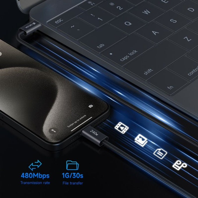 Καλώδιο USB-C / USB-C Extreme Speed, PD 240W, 2m, μαύρο, Devia