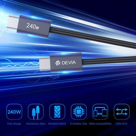 Καλώδιο USB-C / USB-C Extreme Speed, PD 240W, 2m, μαύρο, Devia