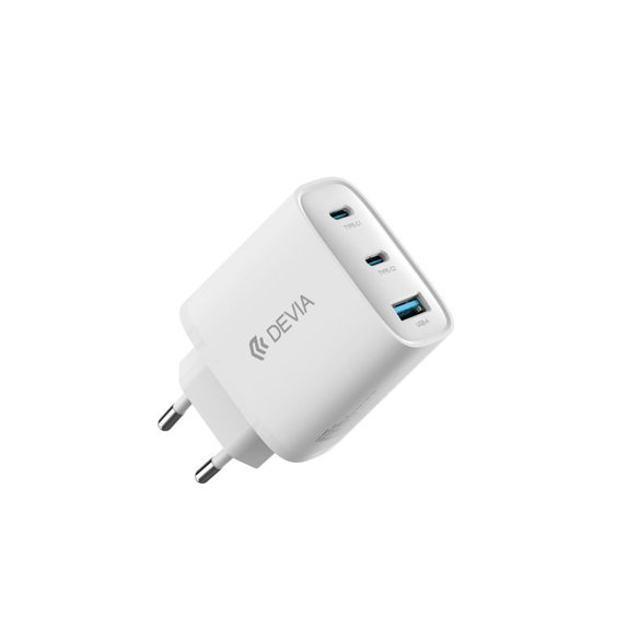 Φορτιστής Extreme Speed, 2x USB-C + USB-A, PD 65W, λευκός, Devia