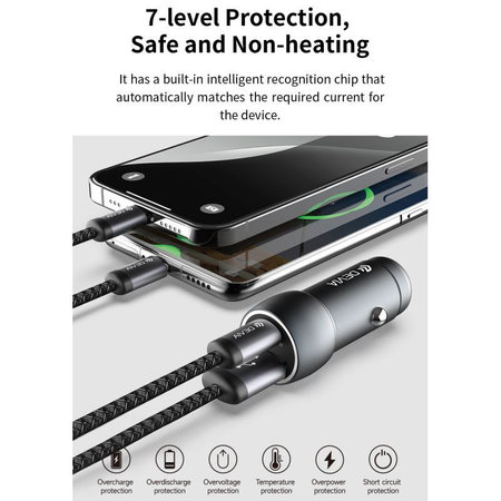 Φορτιστής αυτοκινήτου Extreme Speed USB-C + USB-A, PD 30W, QC 3.0 18W, γκρι, Devia