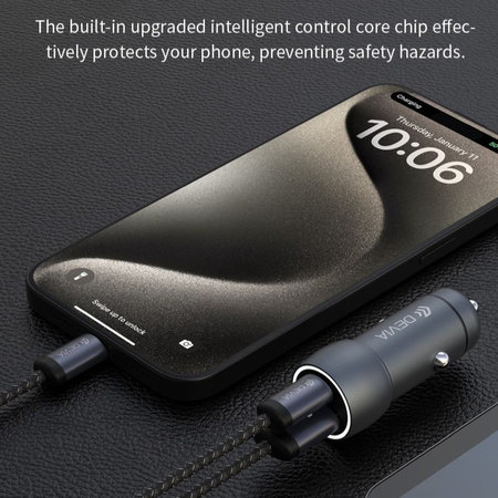 Φορτιστής αυτοκινήτου Extreme Speed USB-C + USB-A, PD 30W, QC 3.0 18W, γκρι, Devia