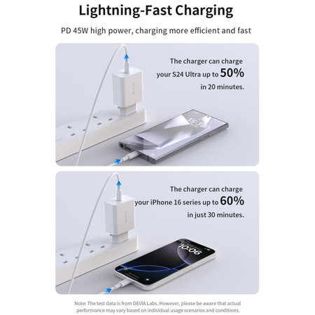 Φορτιστής Rocket USB-C, PD 45W, λευκός, Devia