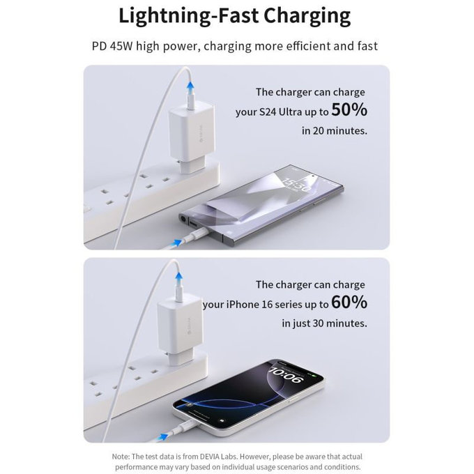 Φορτιστής Rocket USB-C, PD 45W, λευκός, Devia