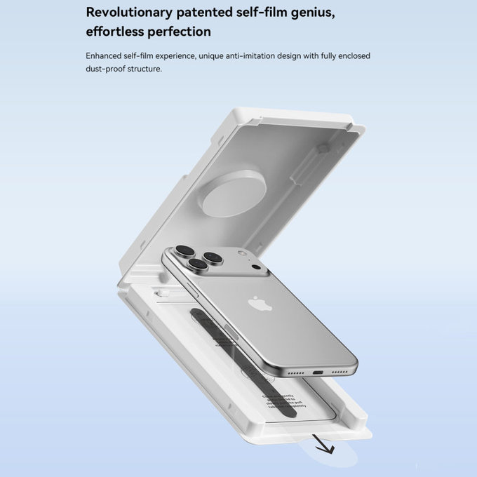 Tempered Glass FullCover με εφαρμοστή για iPhone 17 Pro, Devia