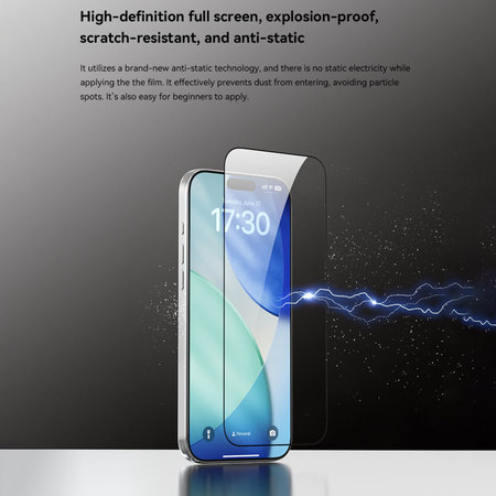 Tempered Glass FullCover με εφαρμοστή για iPhone 17 Pro, Devia