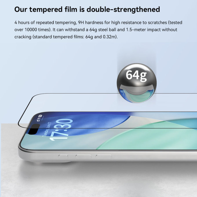 Tempered Glass FullCover με εφαρμοστή για iPhone 17 Pro Max, Devia