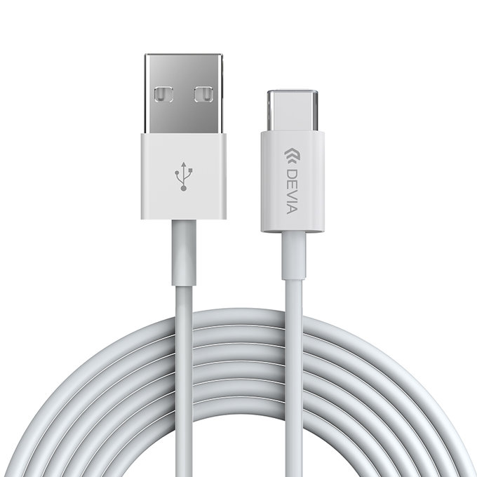 Καλώδιο USB / USB-C Smart, 2.1A, 1m, λευκό, Devia