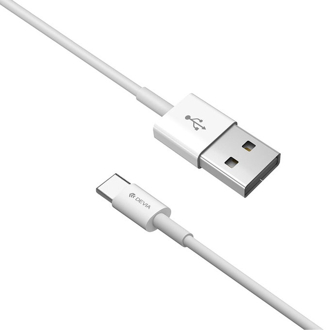 Καλώδιο USB / USB-C Smart, 2.1A, 1m, λευκό, Devia