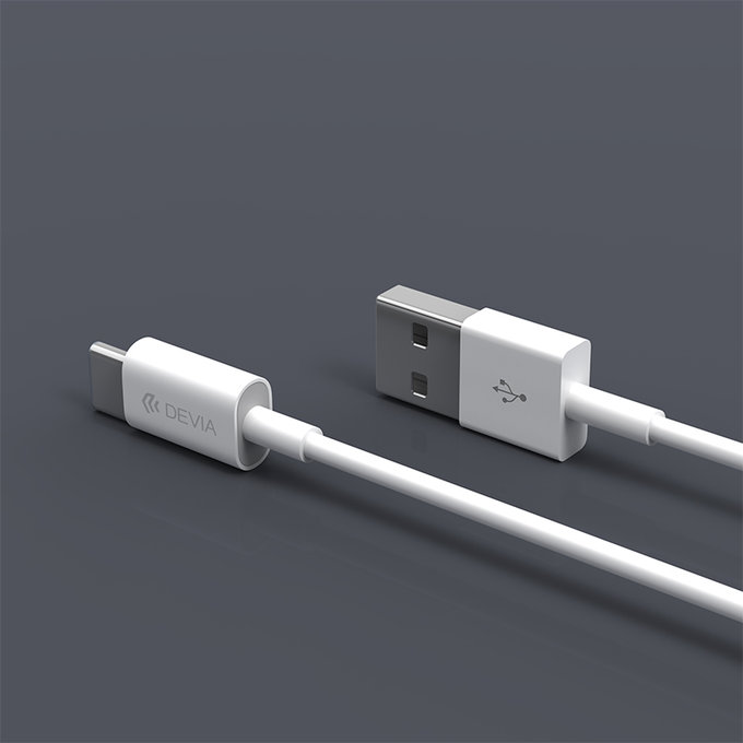 Καλώδιο USB / USB-C Smart, 2.1A, 1m, λευκό, Devia