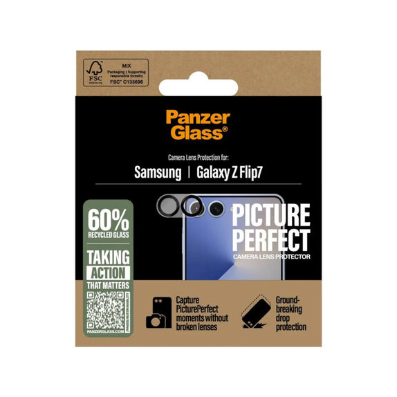 Προστατευτικό φακού κάμερας PicturePerfect για Samsung Z Flip7, Μαύρο, PanzerGlass