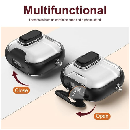 Θήκη Σιλικόνης με βάση τηλεφώνου και καραμπίνερ για AirPods Pro 3, Μαύρο, Black