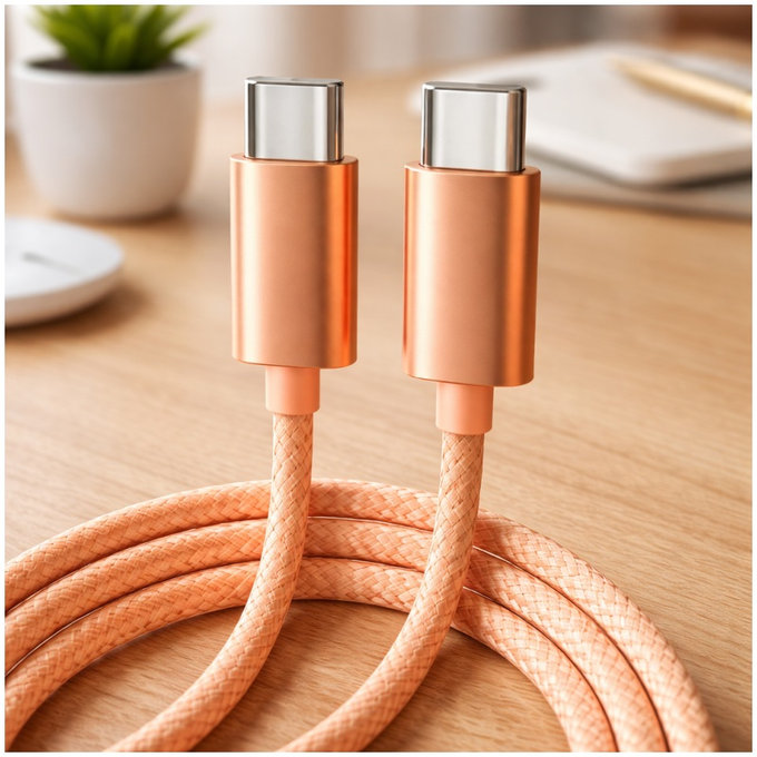 Καλώδιο USB-C / USB-C με Γρήγορη Φόρτιση, PD 60W, 2m, Πορτοκαλί, Orange