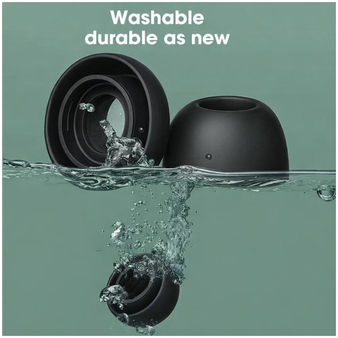 Ανταλλακτικά Σιλικόνης Ακροφύσια για Apple AirPods Pro και Pro 2, Σετ (L, M, S, XS), Μαύρο, Black