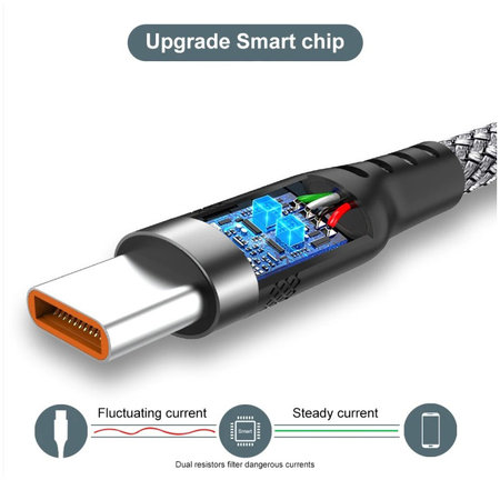 Καλώδιο USB-C / USB-C, 6A, 2m, Γκρι