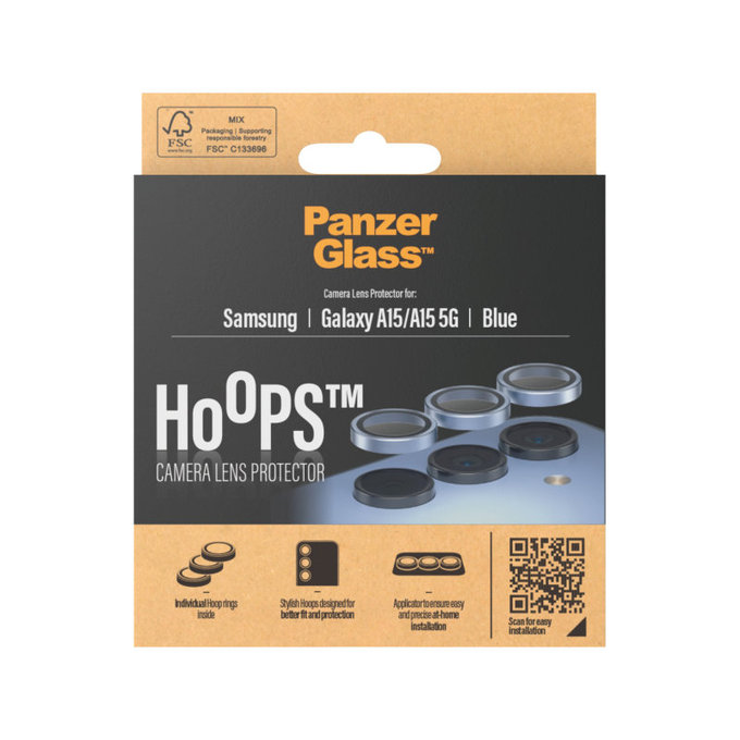 Προστατευτικό φακού κάμερας Hoops για Samsung A15/A15 5G, Μπλε, PanzerGlass
