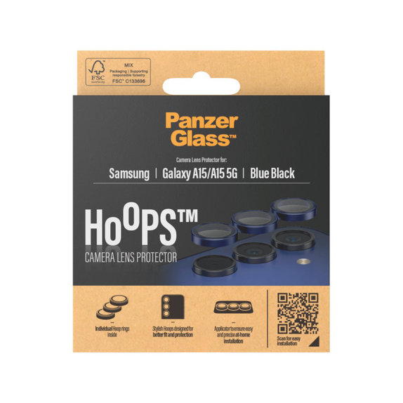 Προστατευτικό φακού κάμερας Hoops για Samsung A15/A15 5G, Μπλε/Μαύρο, PanzerGlass