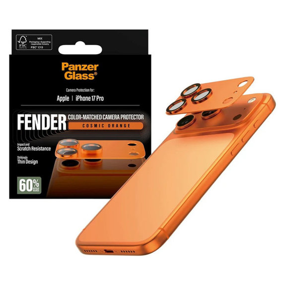 Προστατευτικό καλύμματος φακού Fender για iPhone 17 Pro, Πορτοκαλί, PanzerGlass