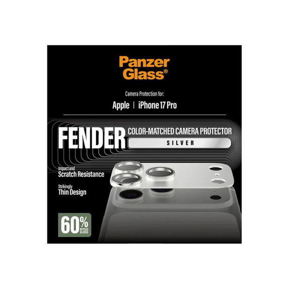 Προστατευτικό καλύμματος φακού Fender για iPhone 17 Pro, Ασημί, PanzerGlass