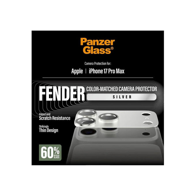 Προστατευτικό καλύμματος φακού Fender για iPhone 17 Pro Max, Ασημί, PanzerGlass
