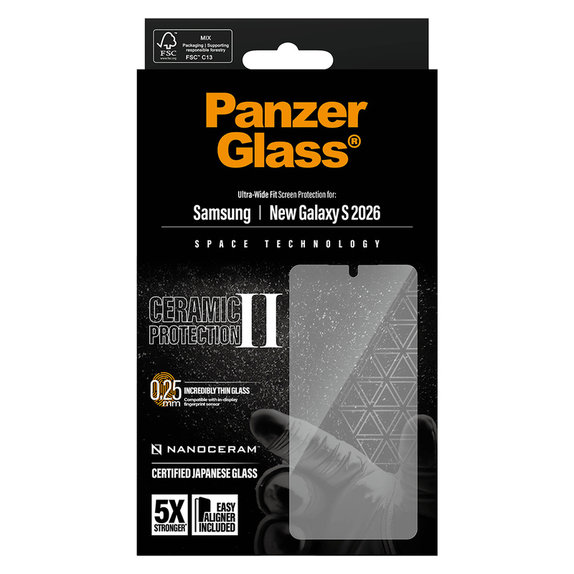 Σκληρυμένο γυαλί UWF Ceramic με εφαρμογέα για Samsung Galaxy S26, Διάφανο, PanzerGlass