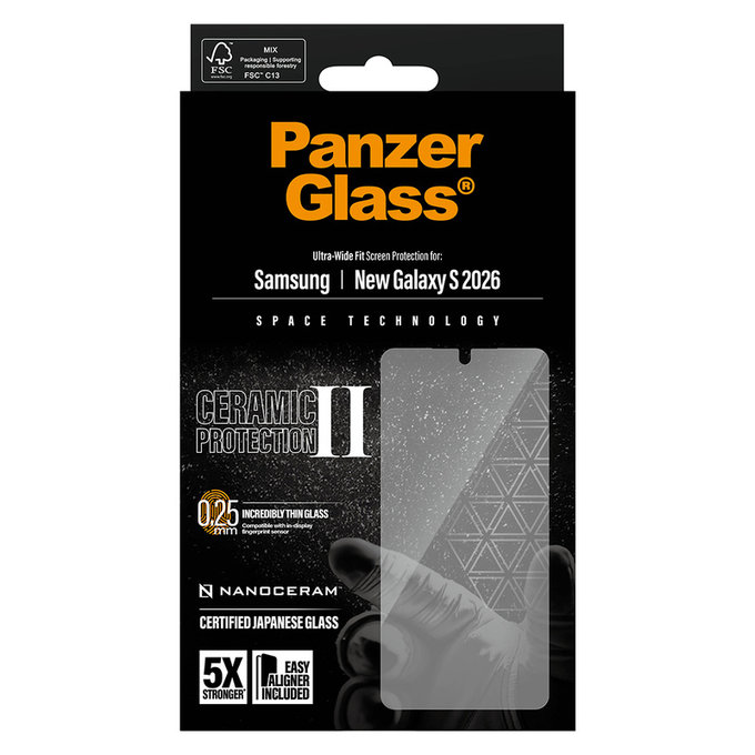 Σκληρυμένο γυαλί UWF Ceramic με εφαρμογέα για Samsung Galaxy S26, Διάφανο, PanzerGlass