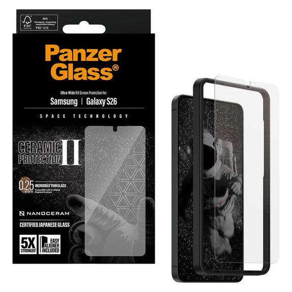 Σκληρυμένο γυαλί UWF Ceramic με εφαρμογέα για Samsung Galaxy S26, Διάφανο, PanzerGlass