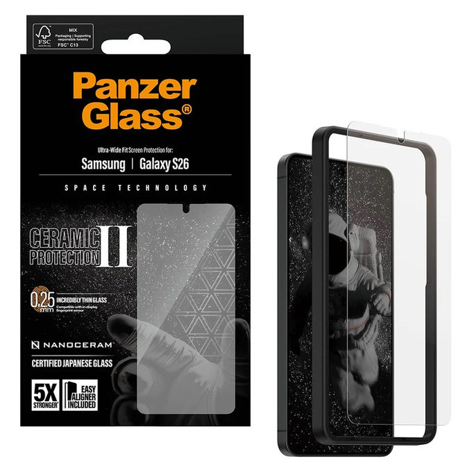Σκληρυμένο γυαλί UWF Ceramic με εφαρμογέα για Samsung Galaxy S26, Διάφανο, PanzerGlass