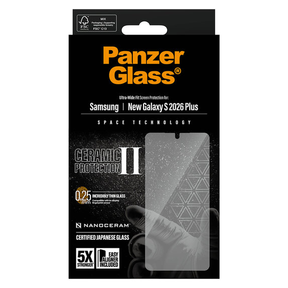 Σκληρυμένο γυαλί UWF Ceramic με εφαρμογέα για Samsung Galaxy S26+, Διάφανο, PanzerGlass