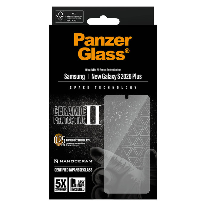 Σκληρυμένο γυαλί UWF Ceramic με εφαρμογέα για Samsung Galaxy S26+, Διάφανο, PanzerGlass