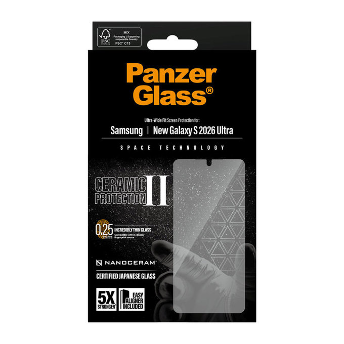 Σκληρυμένο γυαλί UWF Ceramic II με Fastfit για Samsung S26 Ultra, Διάφανο, PanzerGlass