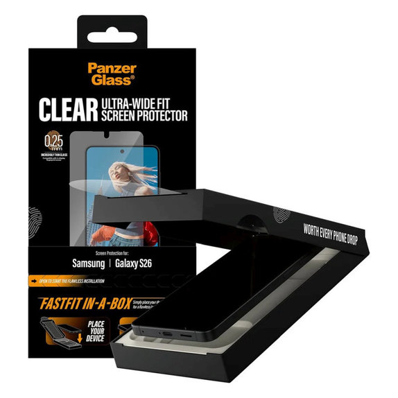 Σκληρυμένο γυαλί UWF με FASTFIT In-A-Box για Samsung S26, Διαφανές, PanzerGlass