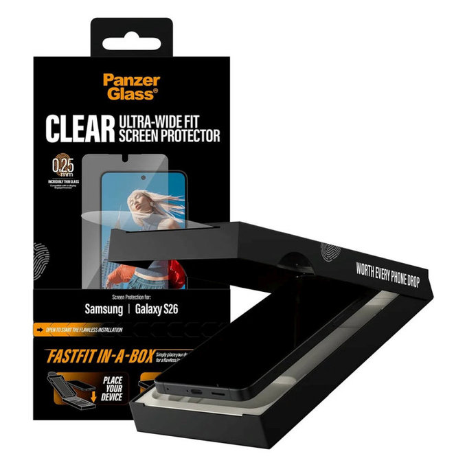 Σκληρυμένο γυαλί UWF με FASTFIT In-A-Box για Samsung S26, Διαφανές, PanzerGlass