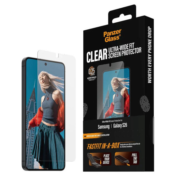 Σκληρυμένο γυαλί UWF με FASTFIT In-A-Box για Samsung S26, Διαφανές, PanzerGlass